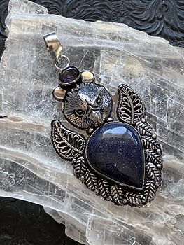 Eagle Amethyst and Blue Goldstone Crystal Stone Jewelry Pendant #JGUhtyRF5OQ