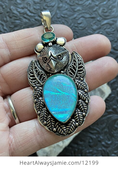 Eagle Blue Topaz and Synthetic Opal Crystal Stone Jewelry Pendant - #35rMFiMeQFE-4