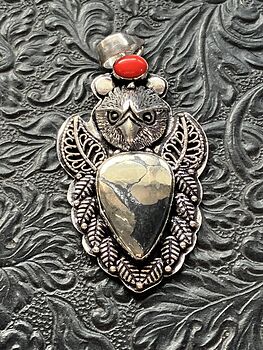 Eagle Coral and Chalcopyrite Crystal Stone Jewelry Pendant #Hza4PLwCqGM