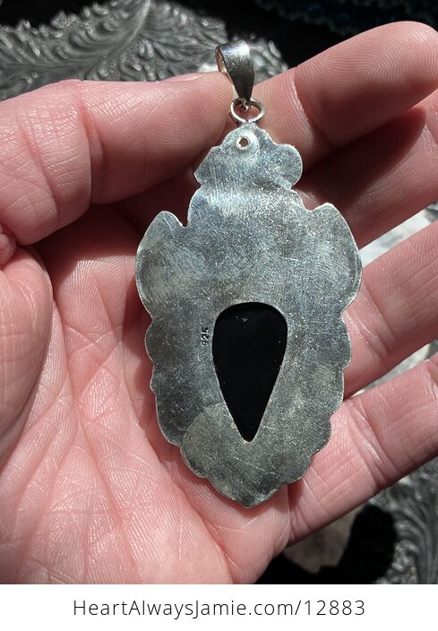 Eagle Rainbow Moonstone and Black Chalcedony Crystal Stone Jewelry Pendant - #f19PcCInbEU-4