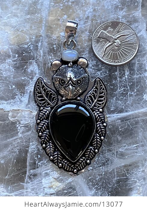 Eagle Rainbow Moonstone and Black Chalcedony Crystal Stone Jewelry Pendant - #hyijIMIa2IM-2