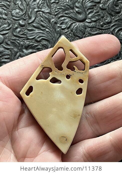 Elk Buck Deer Carved Mini Art Jasper Stone Pendant Cabochon Jewelry - #3LelhzhVOl4-4