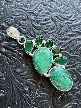 Emerald and Faceted Gems Crystal Stone Jewelry Pendant #ObcmnrQKxb8