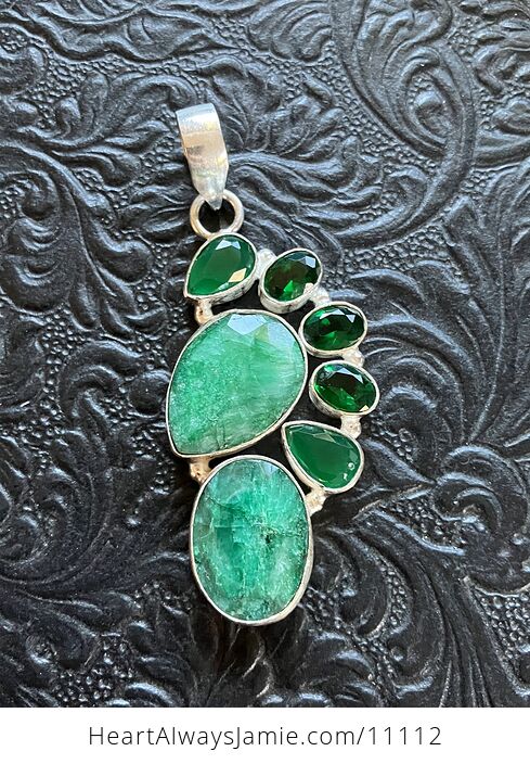 Emerald and Faceted Gems Crystal Stone Jewelry Pendant - #ObcmnrQKxb8-6