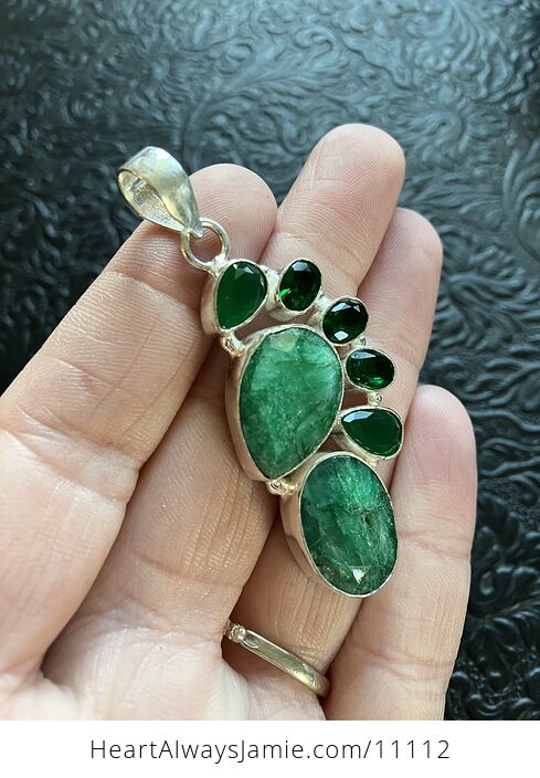 Emerald and Faceted Gems Crystal Stone Jewelry Pendant - #ObcmnrQKxb8-3