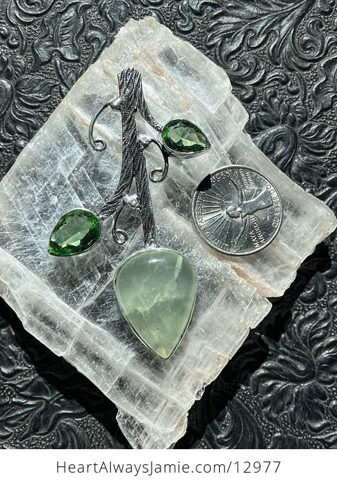 Epidote Included Gemmy Prehnite and Peridot Plant Pendant Stone Crystal Jewelry - #iNDX0etmQYE-2