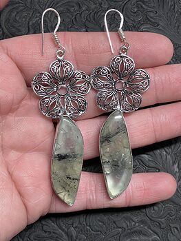 Epidote Included Prehnite Earrings Stone Crystal Jewelry #DMTsNVJuMAw