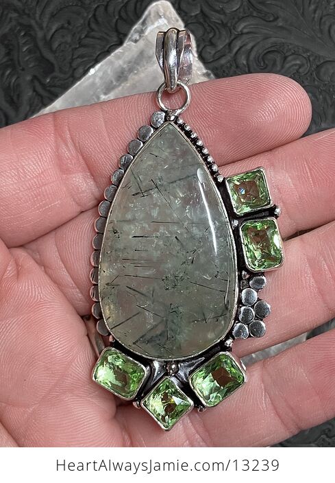 Epidote Included Prehnite Pendant Stone Crystal Jewelry - #866xmzZTBdM-2