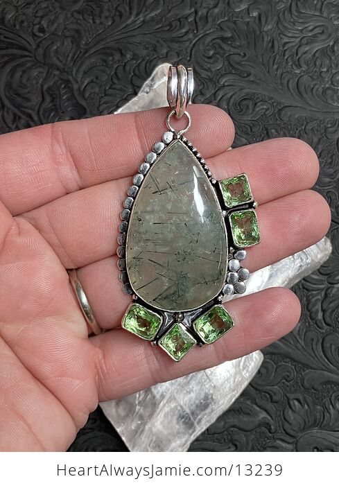 Epidote Included Prehnite Pendant Stone Crystal Jewelry - #866xmzZTBdM-6