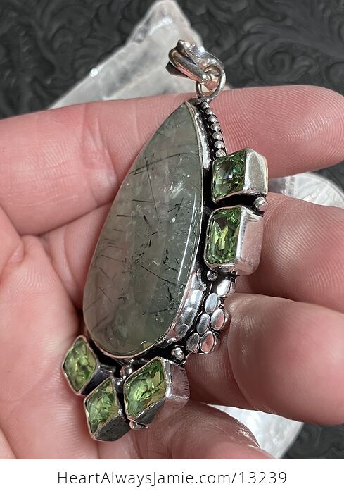 Epidote Included Prehnite Pendant Stone Crystal Jewelry - #866xmzZTBdM-4