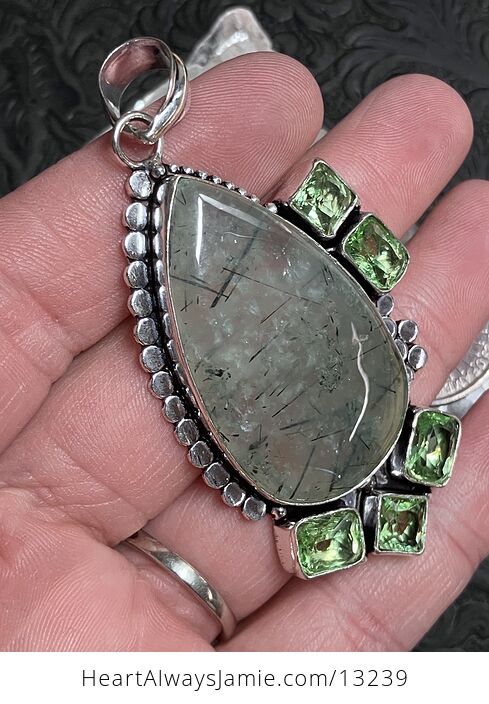 Epidote Included Prehnite Pendant Stone Crystal Jewelry - #866xmzZTBdM-3