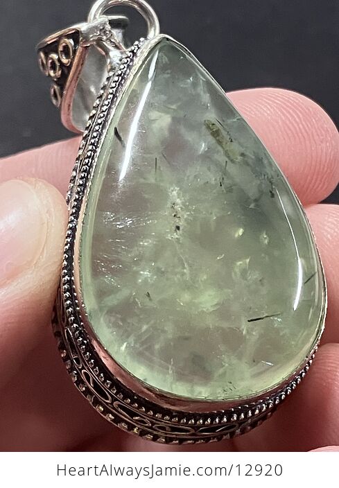 Epidote Included Prehnite Pendant Stone Crystal Jewelry - #ffqBX43DXeU-5