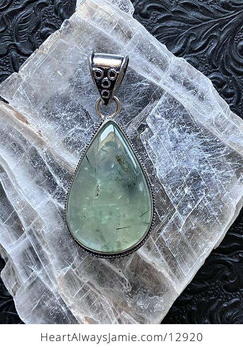 Epidote Included Prehnite Pendant Stone Crystal Jewelry - #ffqBX43DXeU-8