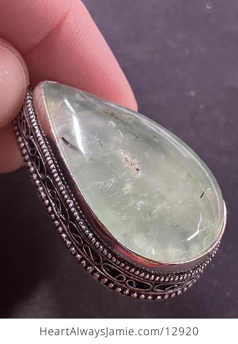 Epidote Included Prehnite Pendant Stone Crystal Jewelry - #ffqBX43DXeU-1