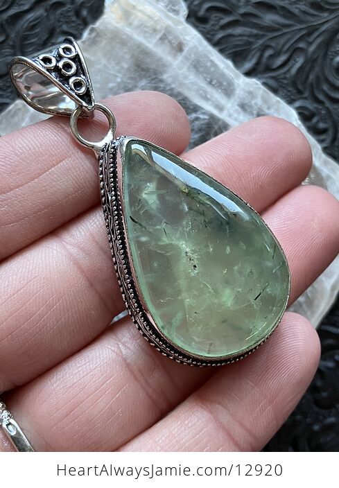 Epidote Included Prehnite Pendant Stone Crystal Jewelry - #ffqBX43DXeU-6