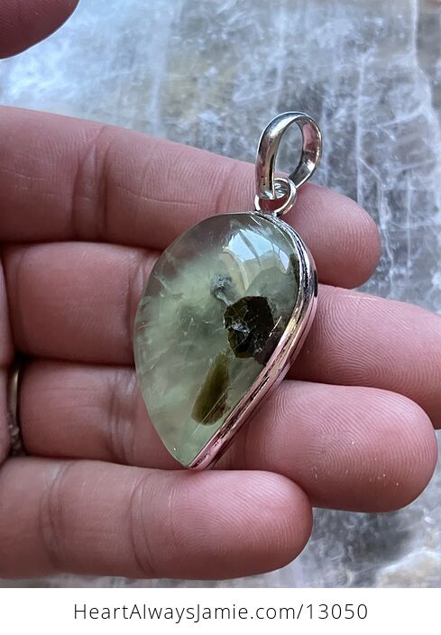 Epidote Included Prehnite Pendant Stone Crystal Jewelry - #lrwhbOxtL6I-3