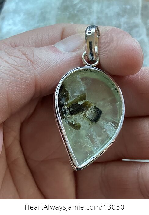 Epidote Included Prehnite Pendant Stone Crystal Jewelry - #lrwhbOxtL6I-4