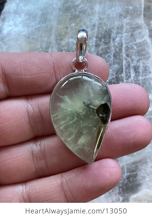 Epidote Included Prehnite Pendant Stone Crystal Jewelry - #lrwhbOxtL6I-1