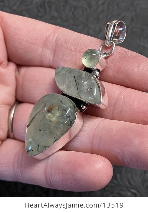 Epidote Included Triple Prehnite Pendant Stone Crystal Jewelry - #yQ4cGhpTN5c-3