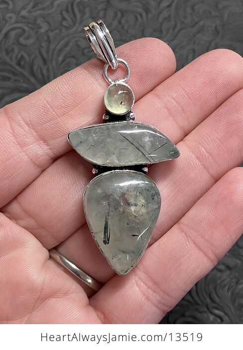 Epidote Included Triple Prehnite Pendant Stone Crystal Jewelry - #yQ4cGhpTN5c-1