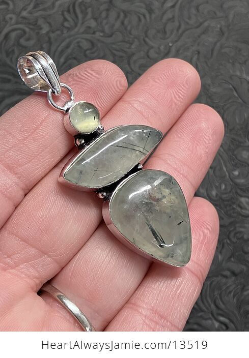 Epidote Included Triple Prehnite Pendant Stone Crystal Jewelry - #yQ4cGhpTN5c-2