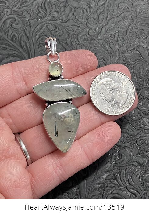 Epidote Included Triple Prehnite Pendant Stone Crystal Jewelry - #yQ4cGhpTN5c-5