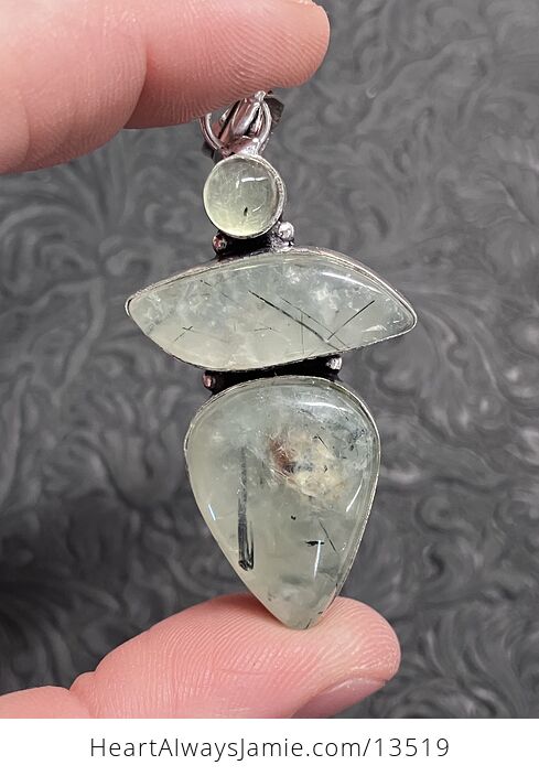 Epidote Included Triple Prehnite Pendant Stone Crystal Jewelry - #yQ4cGhpTN5c-4