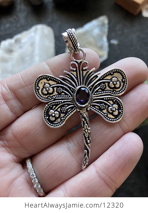 Faceted Amethyst Dragonfly Stone Jewelry Crystal Pendant - #L1EJojh5WOE-2