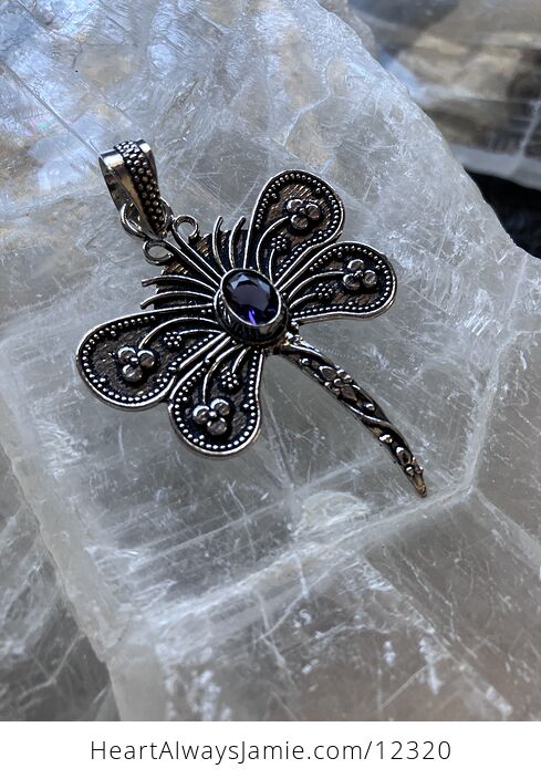 Faceted Amethyst Dragonfly Stone Jewelry Crystal Pendant - #L1EJojh5WOE-3