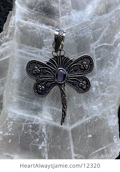 Faceted Amethyst Dragonfly Stone Jewelry Crystal Pendant - #L1EJojh5WOE-1