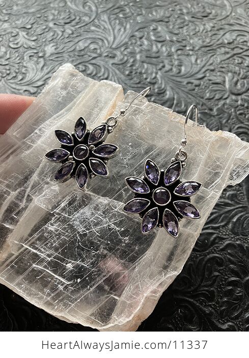 Faceted Amethyst Flower Stone Crystal Jewelry Earrings - #hZDwm7Zry3M-2