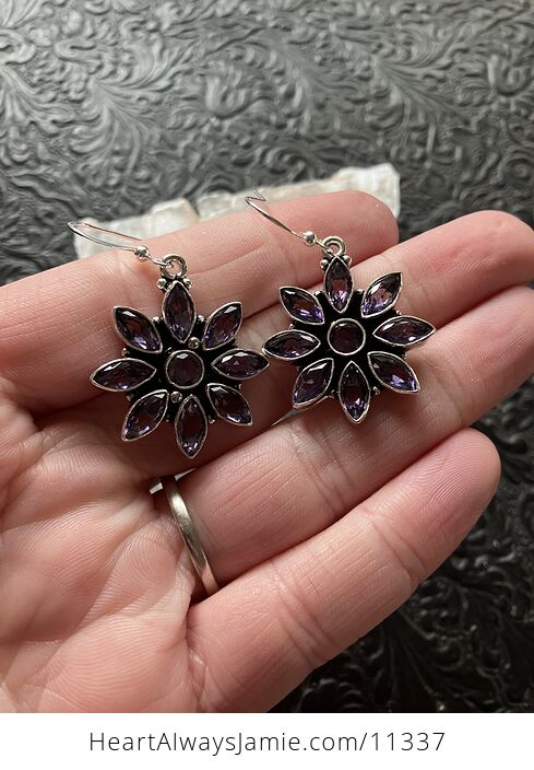 Faceted Amethyst Flower Stone Crystal Jewelry Earrings - #hZDwm7Zry3M-3