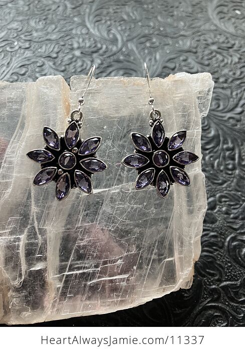Faceted Amethyst Flower Stone Crystal Jewelry Earrings - #hZDwm7Zry3M-1