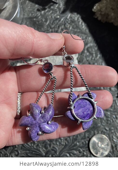 Faceted Amethyst Gems and Purple Starfish Dangle Stone Crystal Jewelry Earrings - #gk0ixm3VuPo-4