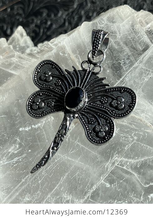 Faceted Black Onyx Dragonfly Stone Jewelry Crystal Pendant - #7RUvDCOdFCE-4