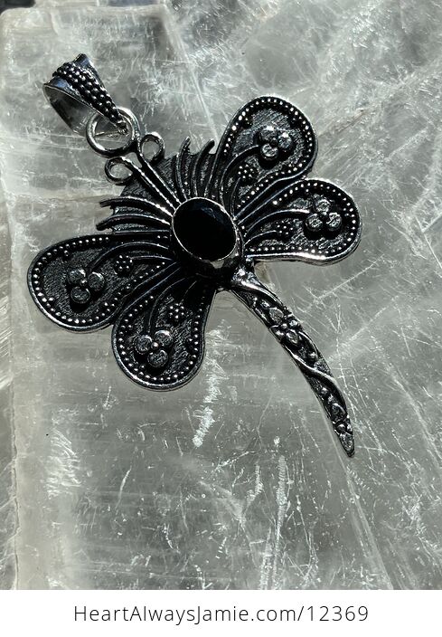 Faceted Black Onyx Dragonfly Stone Jewelry Crystal Pendant - #7RUvDCOdFCE-3