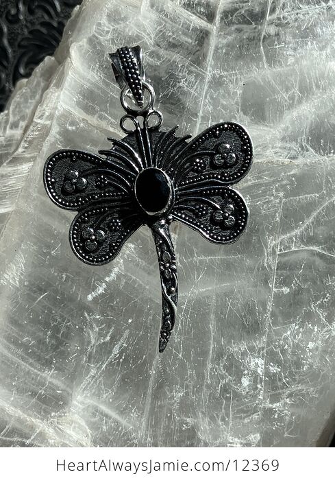 Faceted Black Onyx Dragonfly Stone Jewelry Crystal Pendant - #7RUvDCOdFCE-2