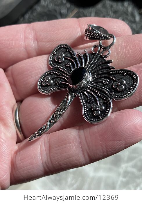 Faceted Black Onyx Dragonfly Stone Jewelry Crystal Pendant - #7RUvDCOdFCE-6