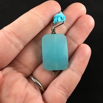 Faceted Blue Chalcedony Jewelry Pendant Necklace #QcTH6KamXEA