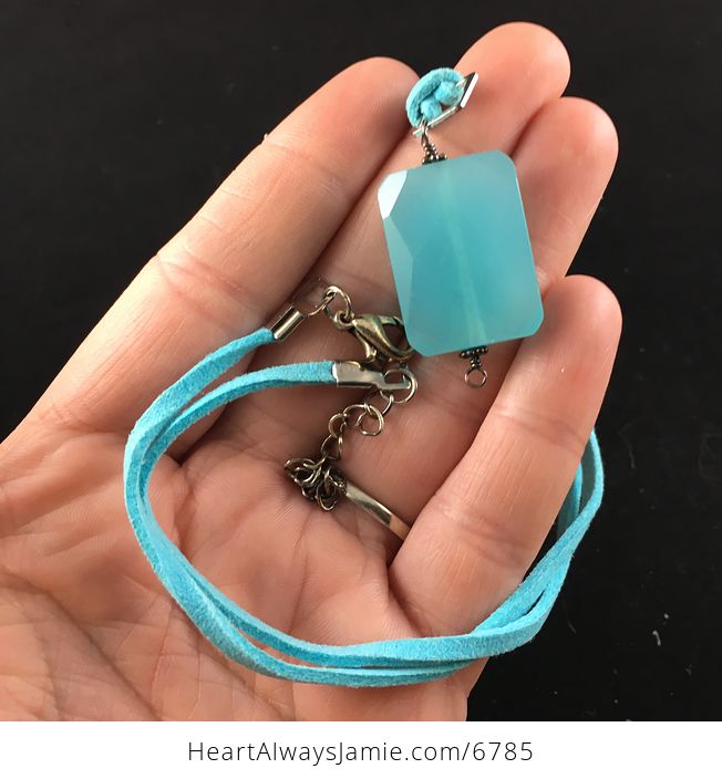 Faceted Blue Chalcedony Jewelry Pendant Necklace - #EcuM9JTMu0k-9