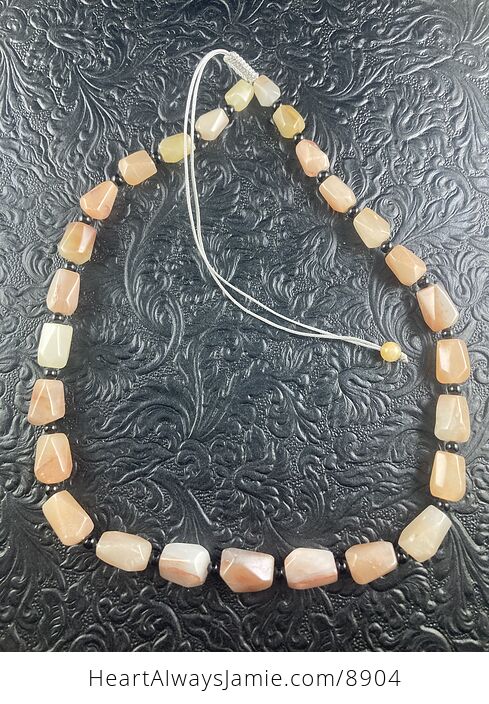 Faceted Brazilian Red Orange Chalcedony Stone Bead Necklace - #gK99CRWwxvM-1