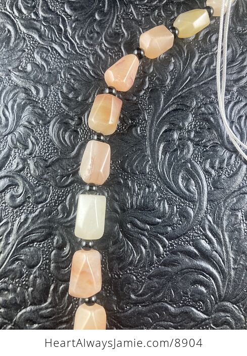 Faceted Brazilian Red Orange Chalcedony Stone Bead Necklace - #gK99CRWwxvM-5