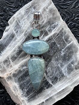 Faceted Chalcedony over Natural Aquamarine Pendant Crystal Stone Jewelry #hzLe6sT7mto