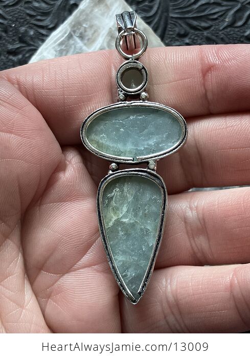 Faceted Chalcedony over Natural Aquamarine Pendant Crystal Stone Jewelry - #hzLe6sT7mto-5