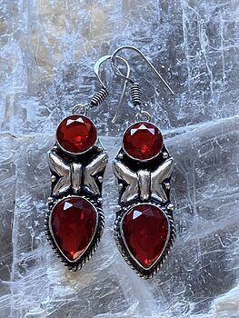 Faceted Garnet Butterfly Earrings Crystal Stone Jewelry #7X6cPyPa0AM