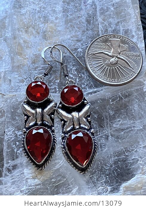 Faceted Garnet Butterfly Earrings Crystal Stone Jewelry - #7X6cPyPa0AM-2