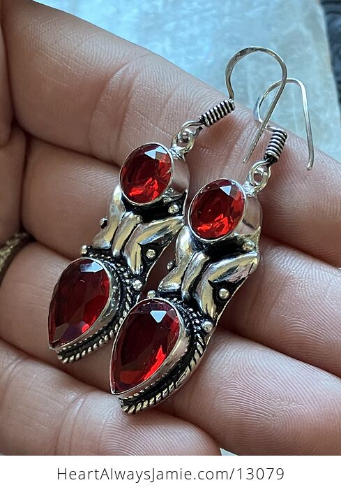 Faceted Garnet Butterfly Earrings Crystal Stone Jewelry - #7X6cPyPa0AM-6