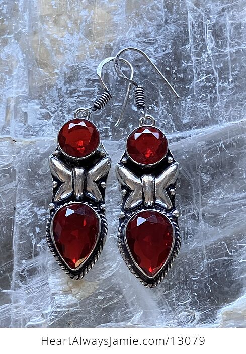 Faceted Garnet Butterfly Earrings Crystal Stone Jewelry - #7X6cPyPa0AM-1