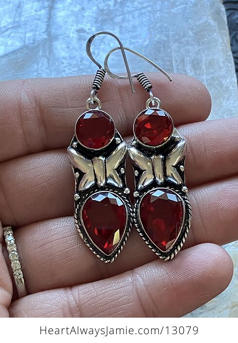 Faceted Garnet Butterfly Earrings Crystal Stone Jewelry - #7X6cPyPa0AM-4