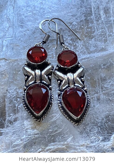 Faceted Garnet Butterfly Earrings Crystal Stone Jewelry - #7X6cPyPa0AM-3